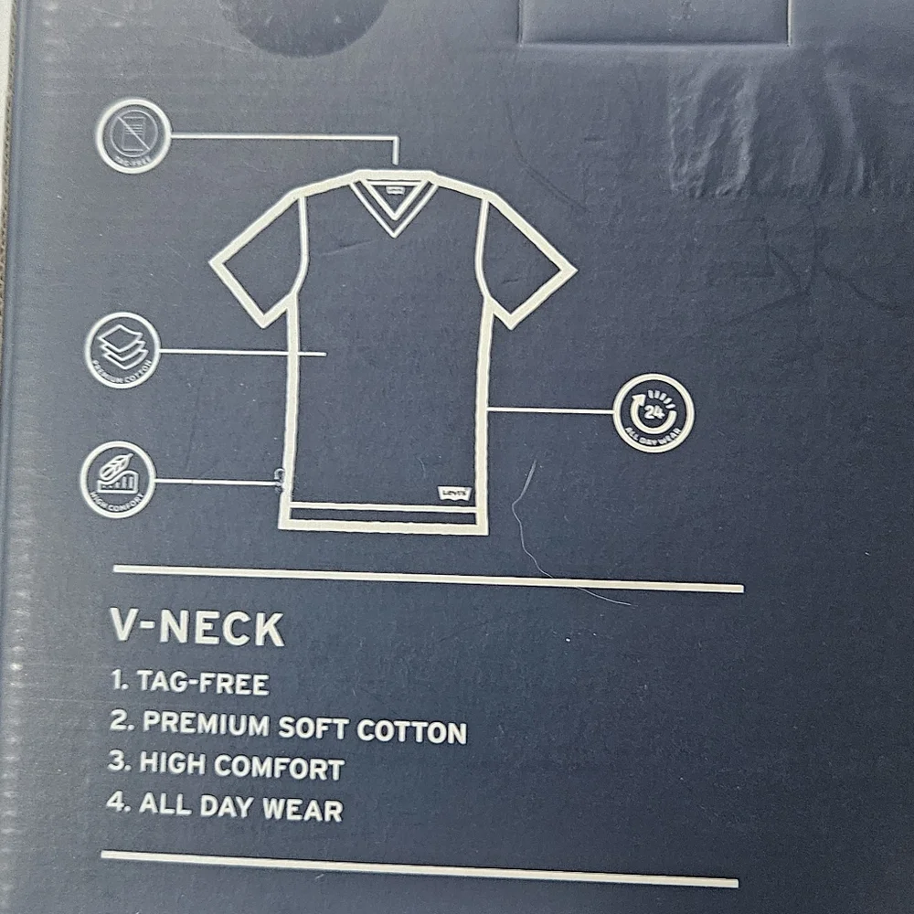 NWT Levis 3 Pack Cotton T-shirt Mens XL White‎ V-Neck